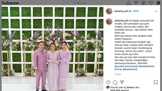 Unggahan Ashanty. (Foto: Instagram @ashanty_ash)