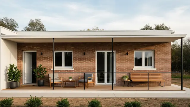 Model Rumah Minimalis Sederhana dengan Teras Memanjang Khas Rumah Desa (AI)