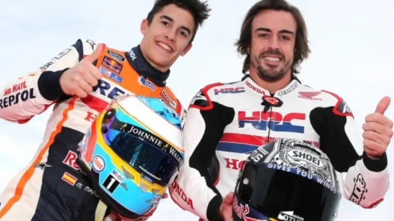 Marc Marquez dan Fernando Alonso (Liputan6.com)