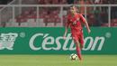 Gol Rezaldi Hehanussa pada laga di Stadion Utama Gelora Bung Karno (SUGBK), Rabu (28/2/2018), tercatat sebagai gol terbaik Piala AFC 2018 pilihan Netizen dengan meraih suara sebanyak 85.313. (Bola.com/Nick Hanoatubun)