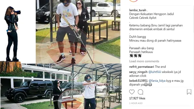 Ibnu Jamil ditemani perempuan cantik saat memanah (Instagram/ Lambe_Turah)