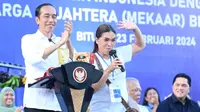 Presiden Joko Widodo menghadiri acara Silaturahmi dengan Nasabah Mekaar binaan Permodalan Nasional Madani (PNM) di Sport Hall & Convention, Kota Bitung, Provinsi Sulut, Jumat (23/2/2024).