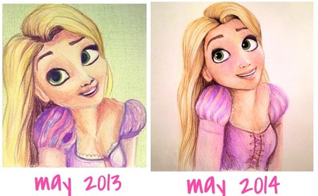 Kemampuan menggambar Mandy meningkat dalam kurun waktu satu tahun. | Foto: copyright instagram/lovemandywang