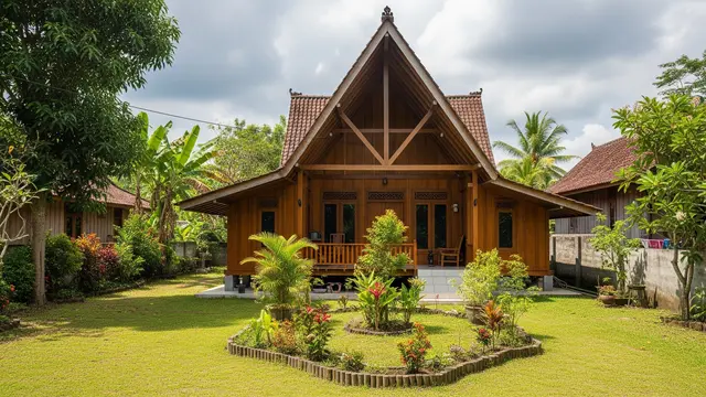 Desain Rumah Minimalis Kampung dengan Halaman Luas dan Taman Kecil/Gemini AI