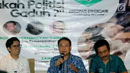 Pakar Pemerintahan IPDN Djohermansyah menjadi pembicara diskusi 'Judicial Review : Perlukah Politisi Gaduh ?', Jakarta, Senin (30/7). Diskusi membahas Judicial Review yang diajukan ke MK tentang masa jabatan Presiden dan Wapres. (Liputan6.com/Johan Tallo)