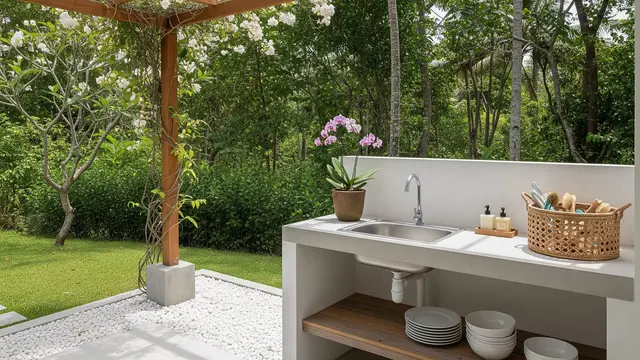 Ide Area Cuci Piring Outdoor yang Tidak Becek untuk Rumah Minimalis Anda