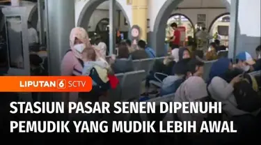 Dua pekan jelang hari raya Idul Fitri, Stasiun Pasar Senen, Jakarta Pusat, sudah ramai oleh ribuan pemudik. Hingga Jumat siang, hampir separuh tiket keberangkatan arus mudik lebaran ke berbagai kota di Jawa Tengah dan Jawa Timur, sudah ludes terjual.