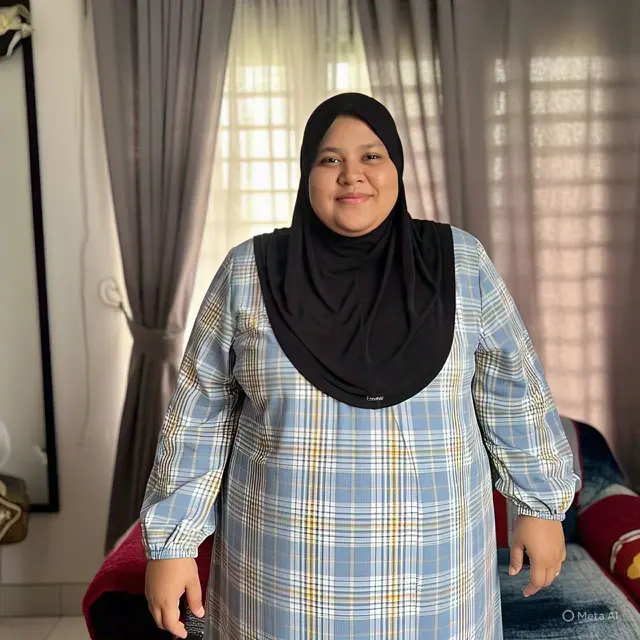 Outfit Casual Wanita Hijab Berisi dengan Long Dress Casual Motif Plaid