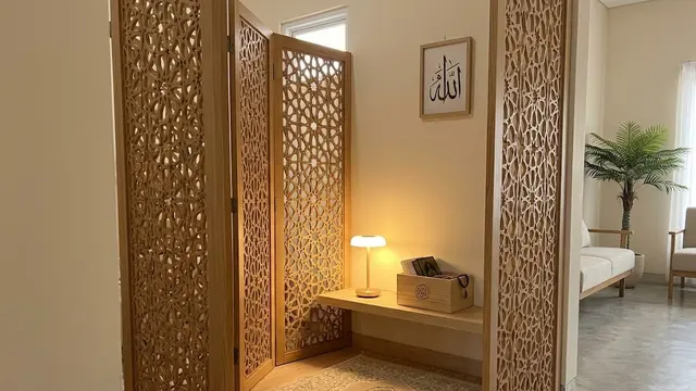 Mushola dengan Partisi Kayu (Sketsel)