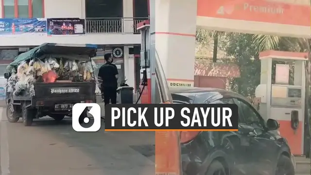 kejadian unik terjadi ketika mobil pick up berisi sayur mengisi bahan bakar pertamax dan mobil mewah justru antri mengisi bahan bakar premium.