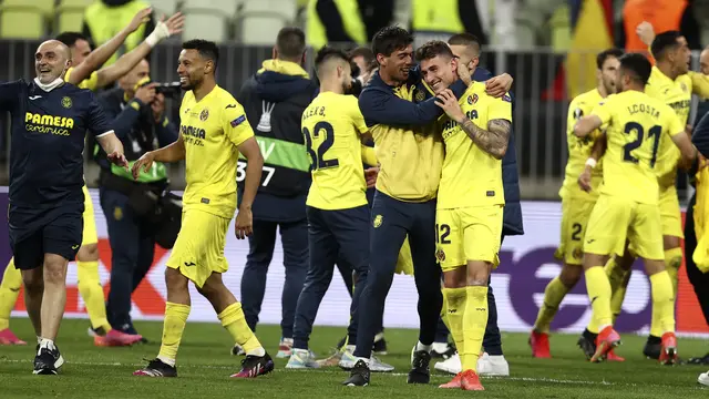 Selebrasi Pemain Villareal Juara Piala Eropa Usai Kalahkan MU