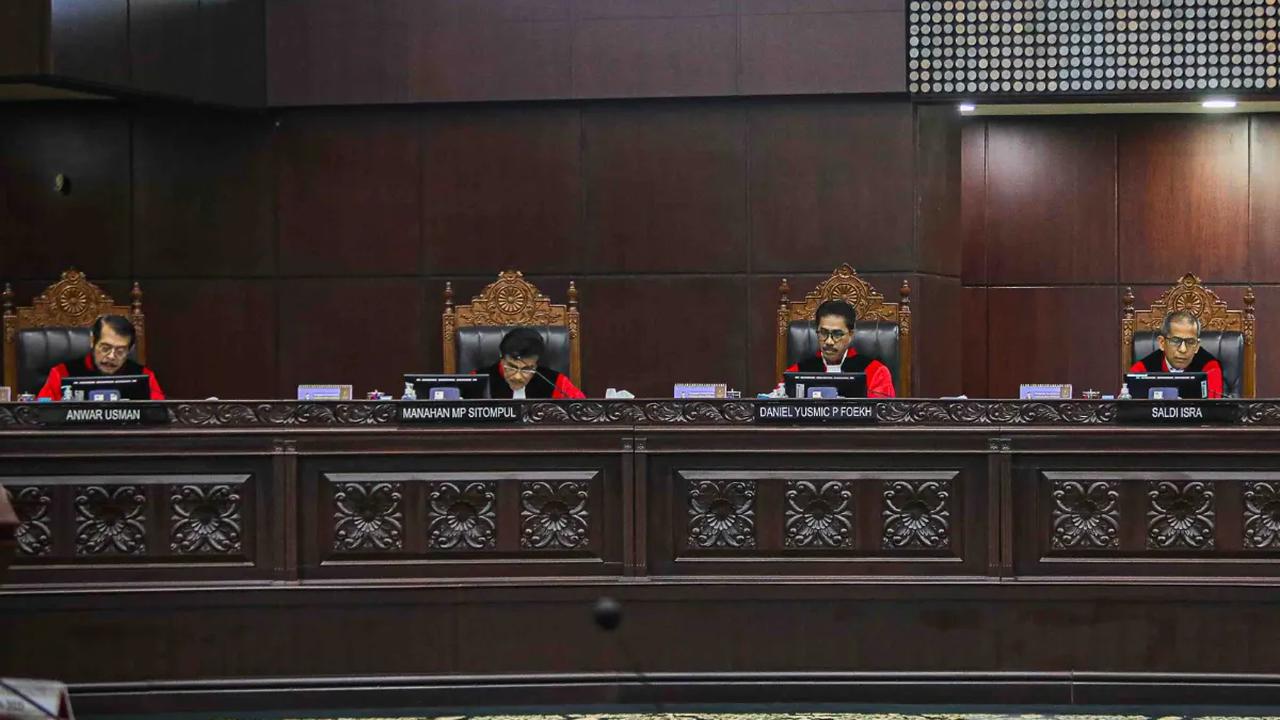 Sidang pengucapan putusan Perkara Nomor 81/PUU-XXI/2023 digelar di Ruangan Sidang Lantai 2, Gedung Mahkamah Konstitusi, Jakarta, Rabu (29/11/2023).<br>