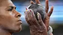 Atlet Kolombia, Martha Araujo bersiap untuk melakukan percobaan dalam nomor tolak peluru heptathlon pada Kejuaraan Dunia Atletik 2025 di Tokyo, Jepang, Jumat (19/09/2025). (AP Photo/Matthias Schrader)