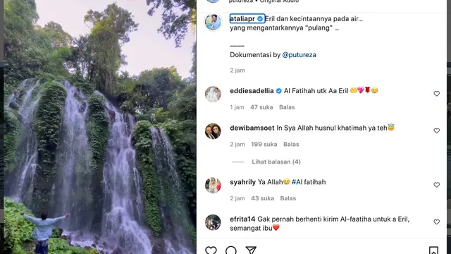 Unggahan Atalia Praratya soal Eril. (Foto: Dok. Instagram @ataliapr)
