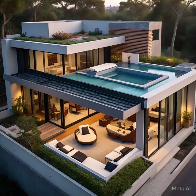 Desain Rumah Lantai 2 Mewah dengan Rooftop Multifungsi
