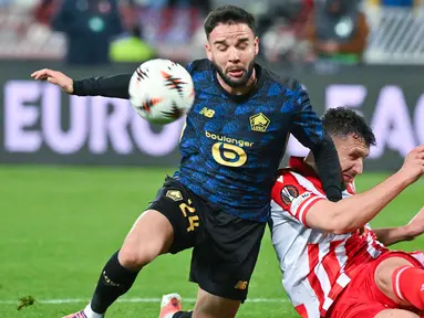 Pemain Timnas Indonesia yang memperkuat Lille, Calvin Verdonk, tetap menunjukkan penampilan berkelas meski timnya kandas 0-1 dari Red Star Belgrade pada Matchday 4 Liga Europa 2025/2026. (Andrej Isakovic)