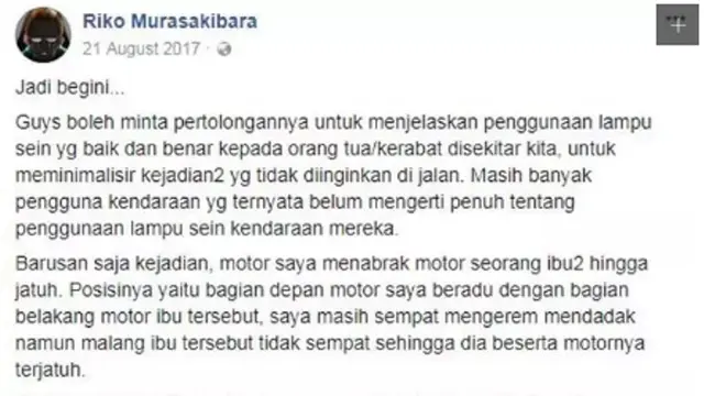 Mungkin iniah jawaban dari pertanyaan banyak orang-orang soal emak-emak yang kasih sein kanan, tapi belok ke kiri. (Foto: Facebook)