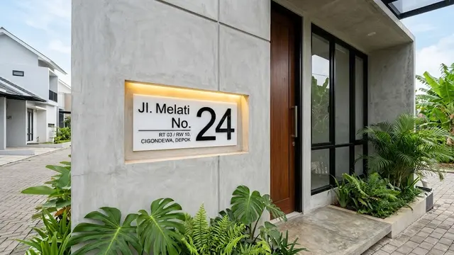 Desain Ceruk Nomor Rumah yang Menyatu dengan Fasad Minimalis