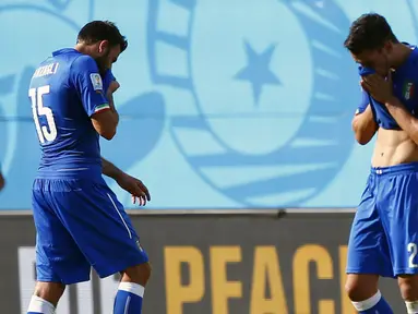 Timnas Italia gagal lolos ke fase 16 besar Piala Dunia 2014 setelah kalah 0-1 dari Uruguay di Stadion das Dunas, Natal, Brasil, (24/6/2014). (REUTERS/Tony Gentile)