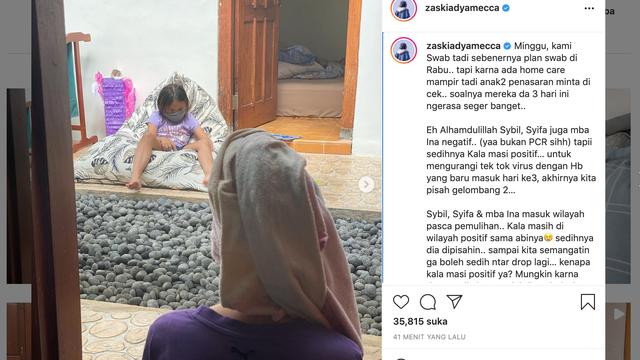 Unggahan Zaskia Adya Mecca. (Foto: Instagram @zaskiadyamecca)
