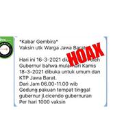 Cek Fakta Gubernur Jawa Barat membuka program vaksinasi covid-19 untuk warga umum.