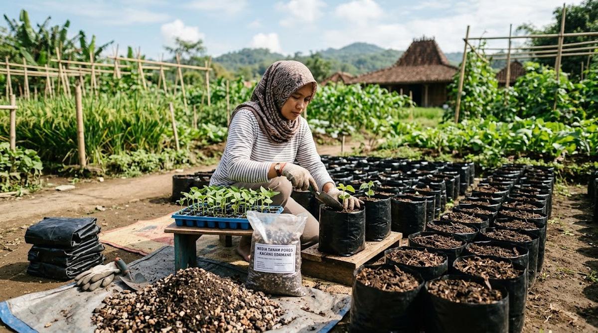 Cara Menanam Kacang Edamame di Polybag dengan Media Tanam Poros/AI Generated
