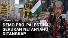 Aksi pro-Palestina di Manhattan, New York, Amerika Serikat, mengecam perang di Gaza dan menyerukan penangkapan Perdana Menteri Israel Benjamin Netanyahu setelah pidatonya di Sidang Umum PBB.