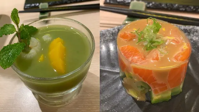 Menu Oshukuro dan Salmon Salad di Guresu Dining
