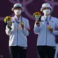 Tim panahan putri Korea Selatan berhasil mempertahankan tradisi emas di nomor beregu putri pada Olimpiade selama sembilan kali beruntun (ADEK BERRY / AFP)