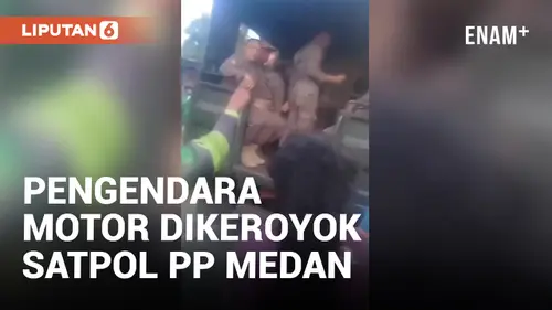VIDEO: Satpol PP Medan Keroyok Pengendara Motor