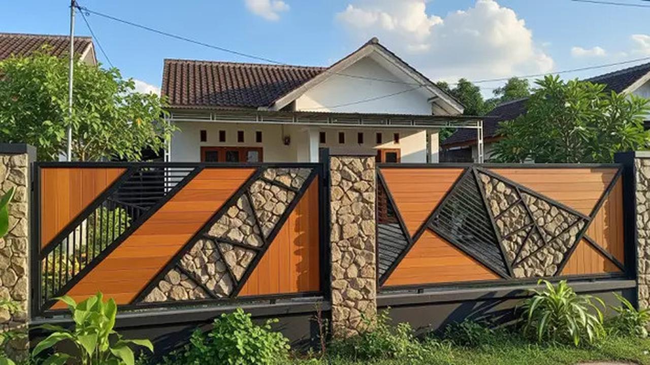 8 Desain Pagar Besi Kombinasi Kayu dan Batu Alam, Bikin Hunian Tampak Modern