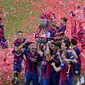 Momen perayaan juara La Liga musim 2014/2015 Barcelona di Camp Nou (AFP PHOTO / JOSEP LAGO)