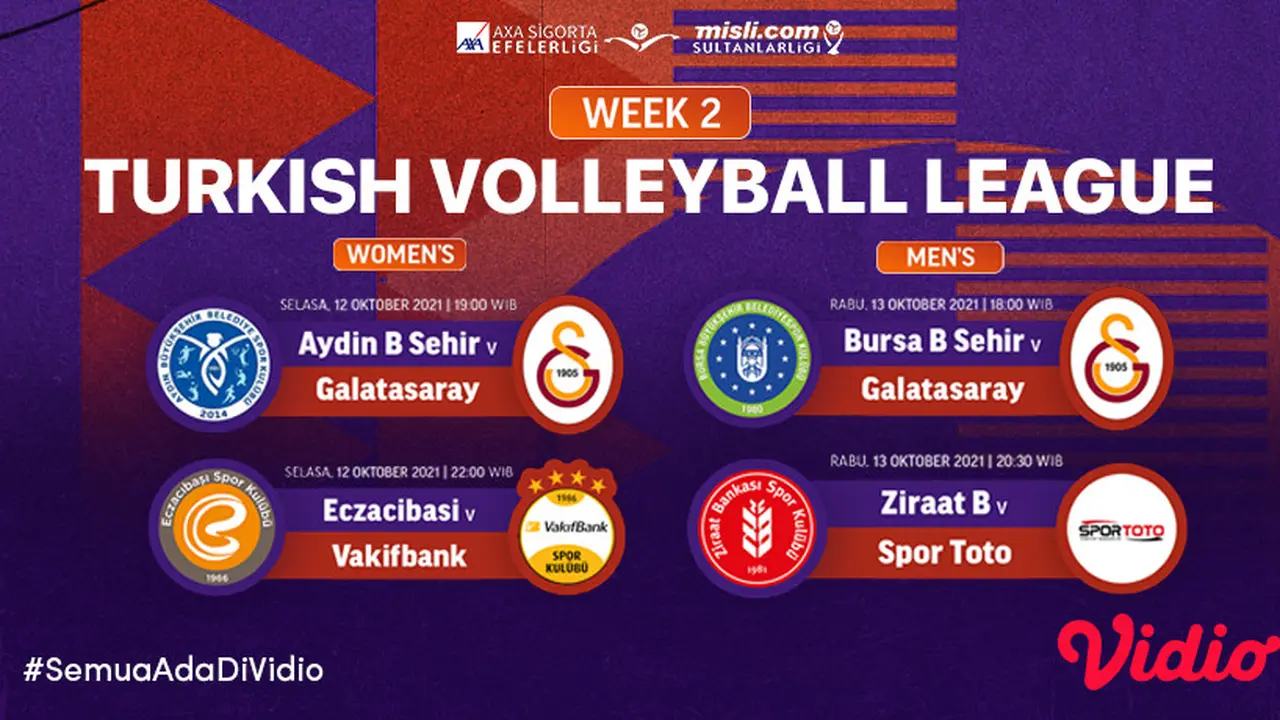 Link Live Streaming Liga Voli Turki 2021 di Vidio Pekan Ini