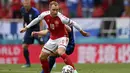 Christian Eriksen. Gelandang Timnas Belgia yang baru saja mengalami kolaps di laga pertama Euro 2020 ini sudah mencetak 36 gol dalam 109 caps. Namun belum satu gol pun dicetaknya dalam 4 laga di ajang Euro yang diikutinya, yaitu Euro 2012 dan Euro 2020 ini. (Foto: AP/Pool/Stuart Franklin)