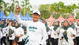 Bupati Lamongan Yuhronur Efendi saat menghadiri puncak peringatan Hari Jadi Koperasi Nasional ke 77 tahun 2024 (Dok. Istimewa)