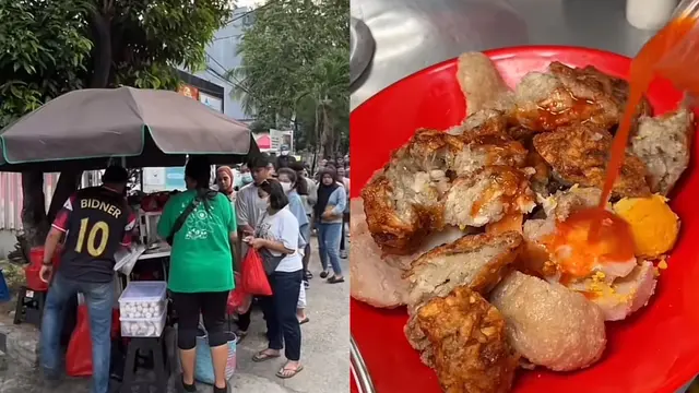 Penjual pempek mirip David Beckham viral. (Dok :TikTok @gina_angelina)