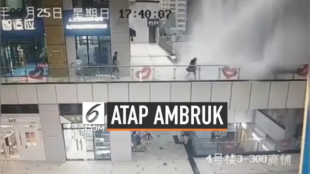 Atap sebuah pusat perbelanjaan China ambruk karena tak kuat menampung air hujan. Akibatnya dua orang menderita luka ringan.
