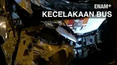 Bus malam hilang kendali dan menabrak bus yang sedang keluar dari garasi bus, pengemudi mengalami luka patah tulang dan penumpang selamat