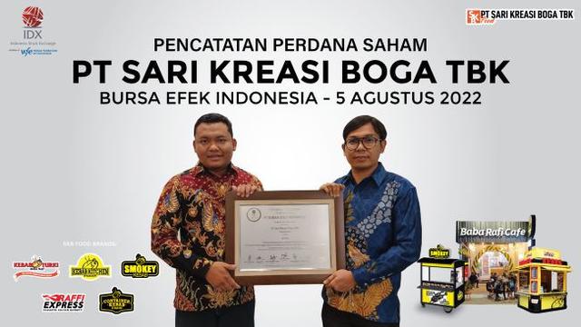 Pencatatan perdana saham PT Sari Kreasi Boga Tbk (RAFI), Jumat (5/8/2022) (Foto: BEI)