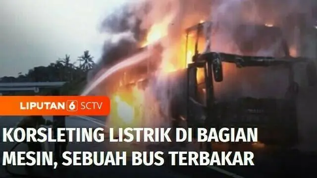Sebuah bus antar kota antar provinsi terbakar di jalan tol Solo-Semarang wilayah Boyolali, Jawa Tengah. Diduga kebakaran dipicu hubungan pendek arus listrik di bagian mesin.