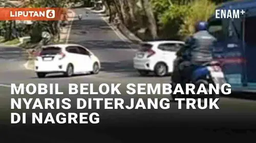 VIDEO: Nekat, Pemobil Belok Sembarangan Nyaris Diterjang Truk di Nagreg