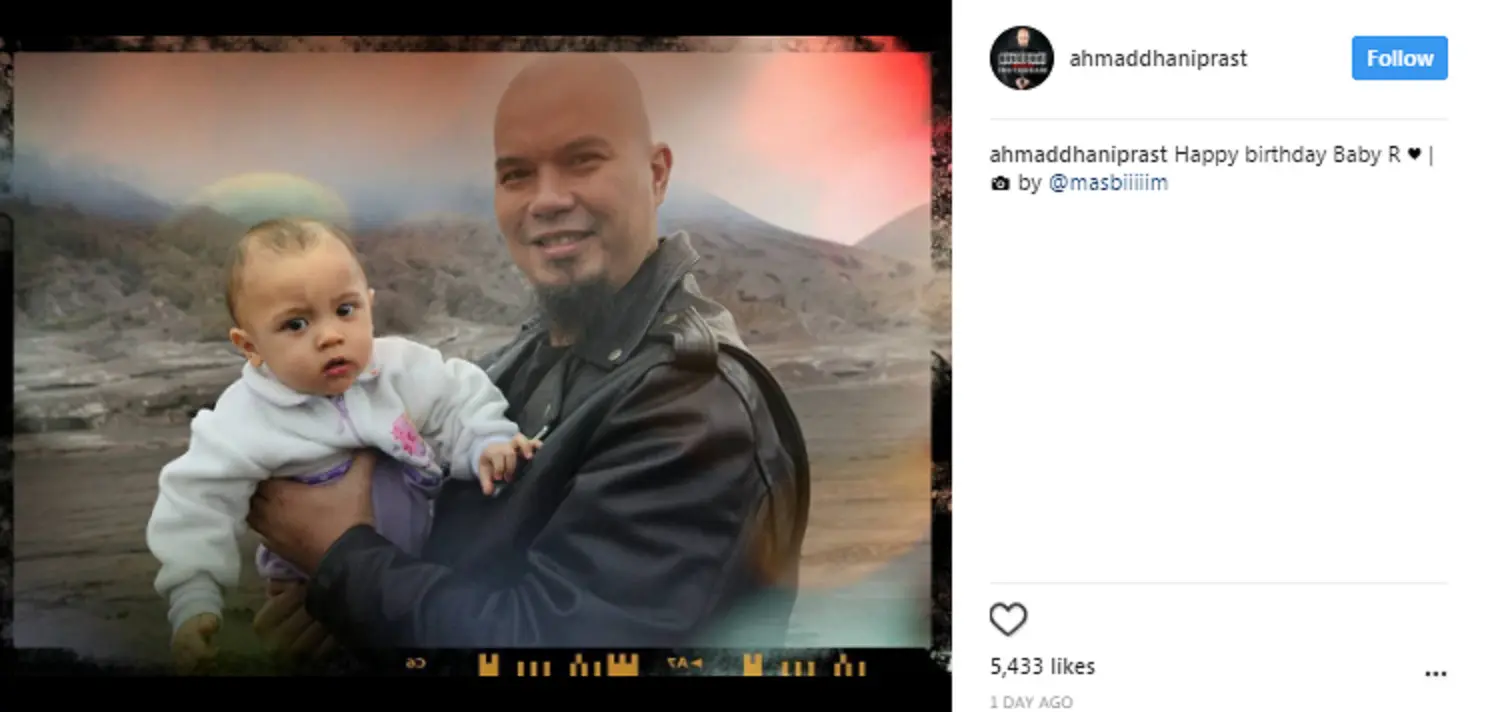 Ahmad Dhani mengucapkan selamat ulang tahun pada baby R (Instagram/ahmaddhaniprast)