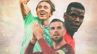 Ilustrasi Pemain - Luka Modric, Jordan Henderson, Paul Pogba (Bola.com/Adreanus Titus)