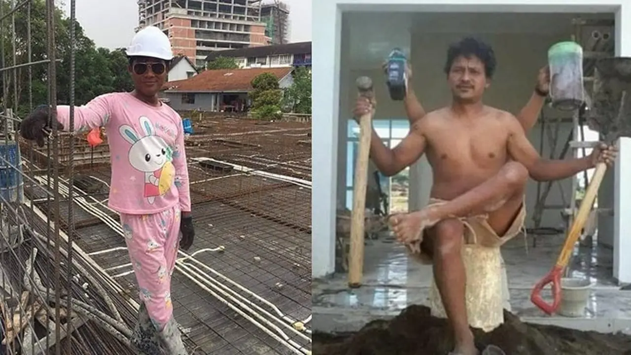 6 Pose Foto Kuli Bangunan Ini Narsis Abis, Percaya Diri Maksimal