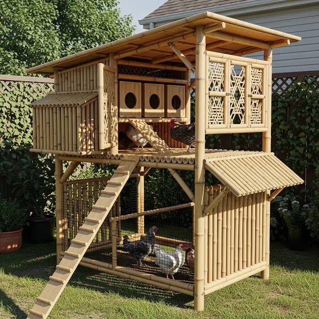 Inspirasi Kandang Ayam Bambu Unik dan Estetik untuk Halaman Belakang Rumah (Image by Gemini AI)