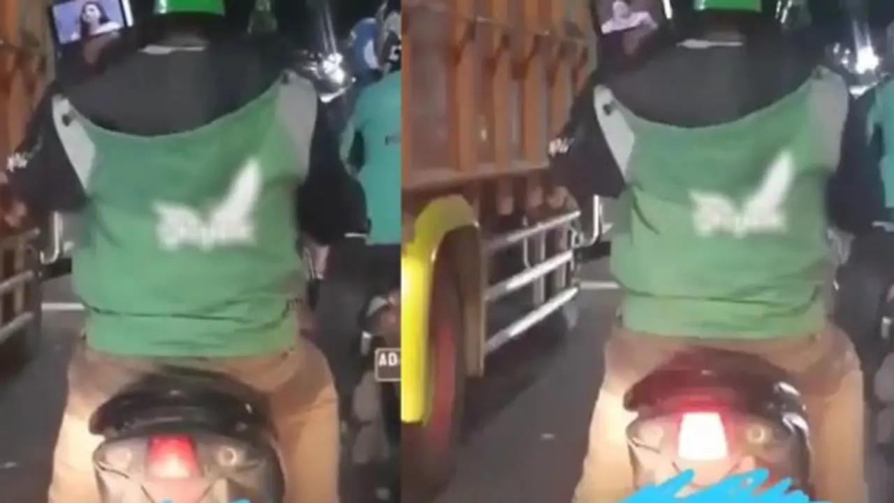 Tak Mau Ketinggalan, Aksi Ojol Nonton Sinetron di Jalan Ini Viral