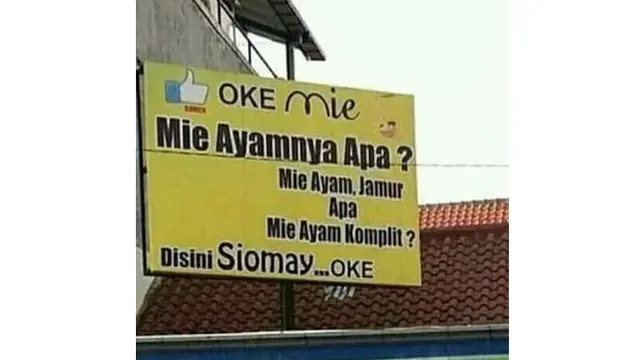 6 Spanduk Nyeleneh Penjual Mi Ayam Ini Bikin Geleng Kepala