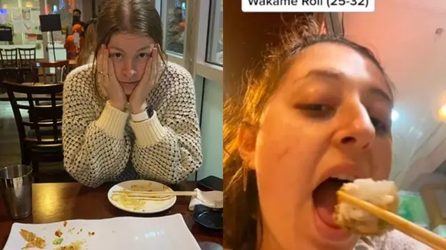 Wanita Makan Sushi All You Can Eat