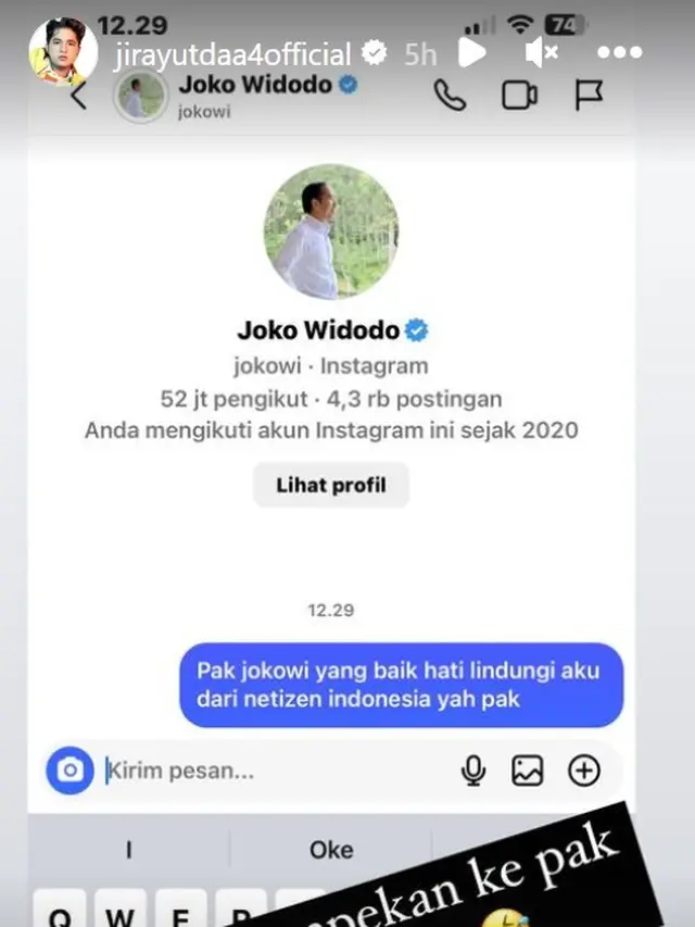 Jirayut DM Presiden Jokowi