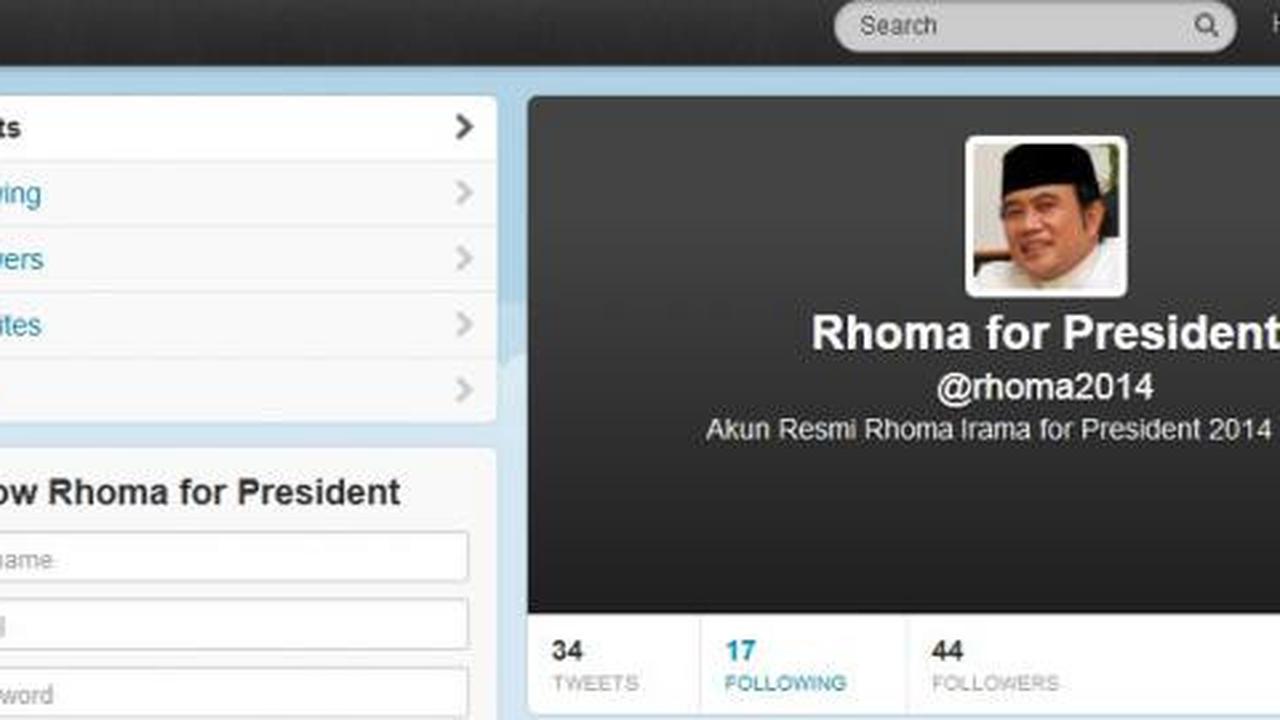 Akun Rhoma for president muncul di Twitter